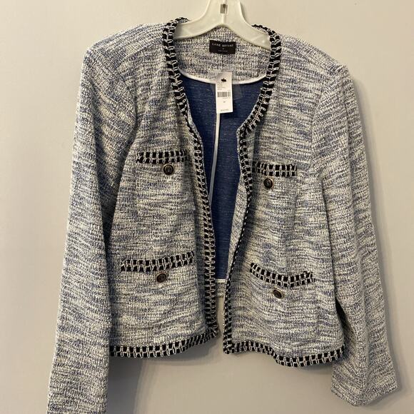 Lane Bryant Women's Plus Size 24 Silver Black Faux Tweed Open Front Crop Blazer - Picture 10 of 11